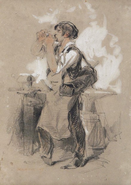 Robotnik przypalający papierosa, 1849