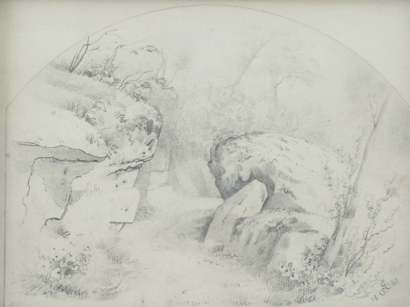 Pejzaż ze skałami i lasem, 1860