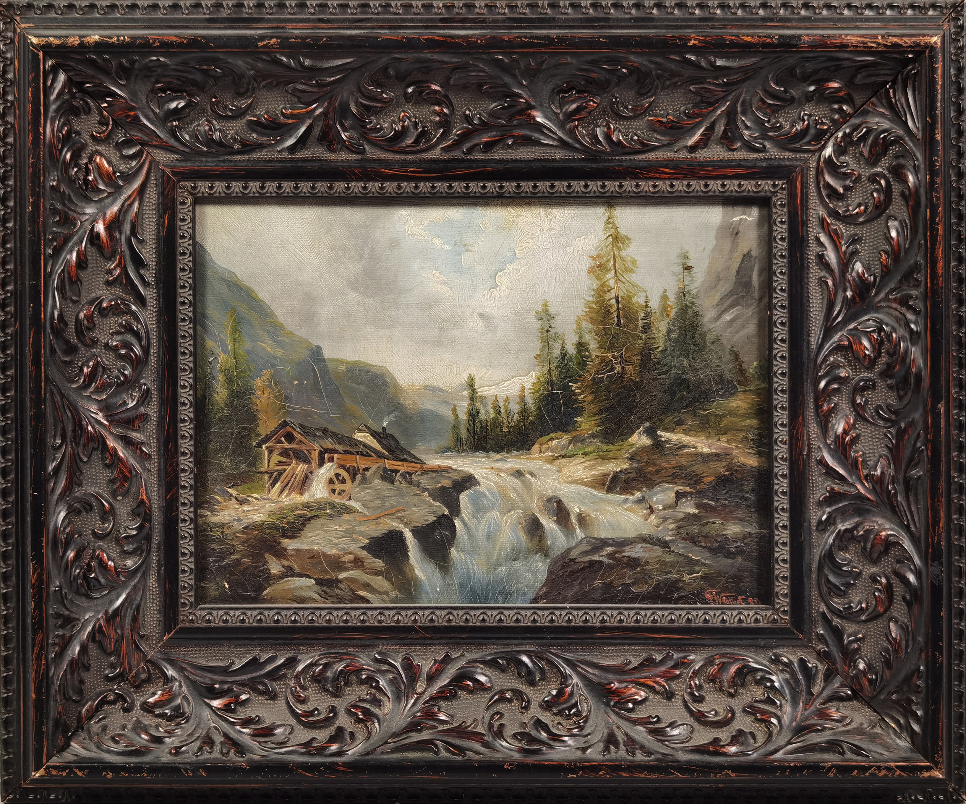 Pejzaż z potokiem górskim, 1880?