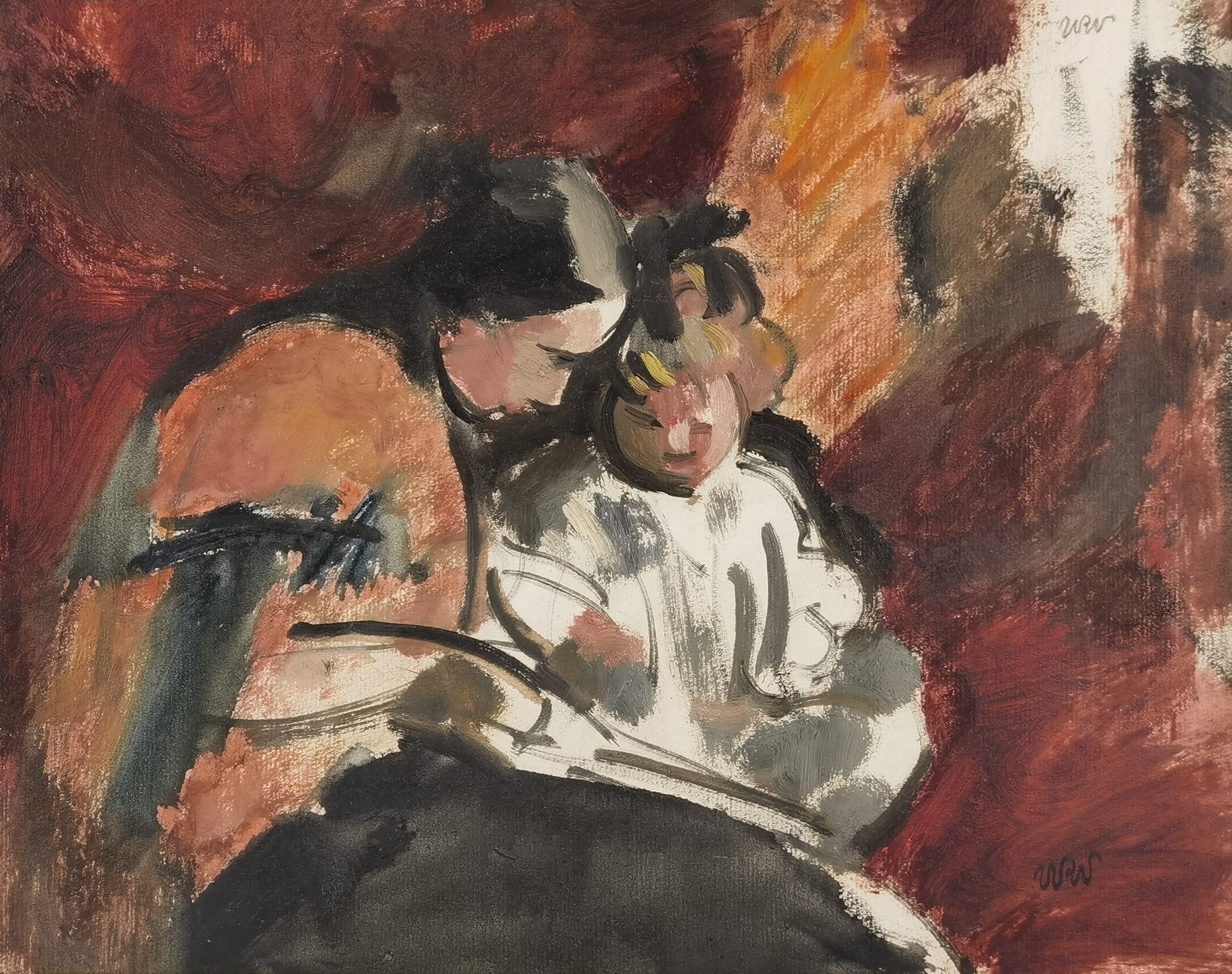 Wspólna lektura - Żona artysty z córką, ok. 1923
