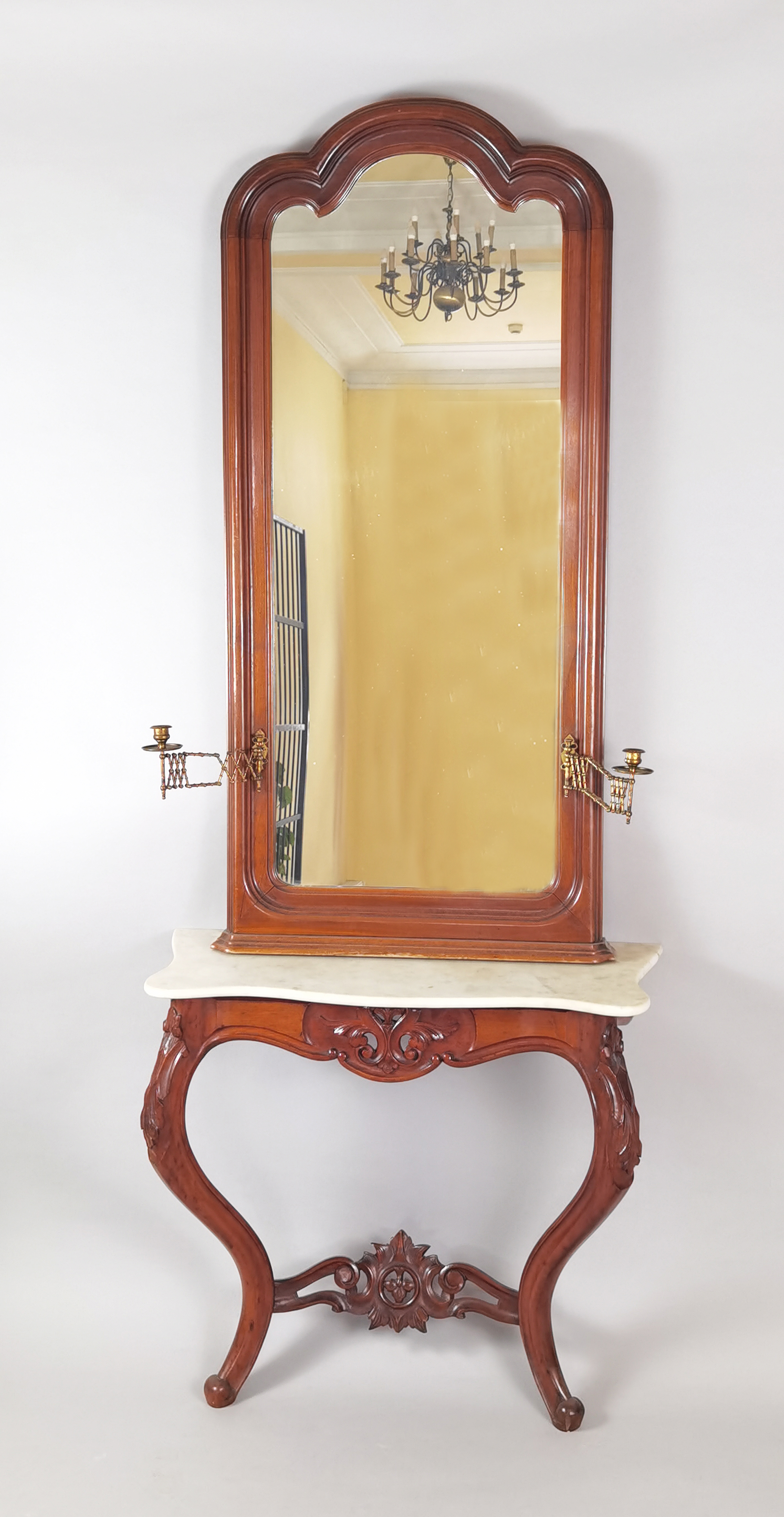 Konsolka przyścienna z lustrem wiszącym w stylu Ludwika Filipa