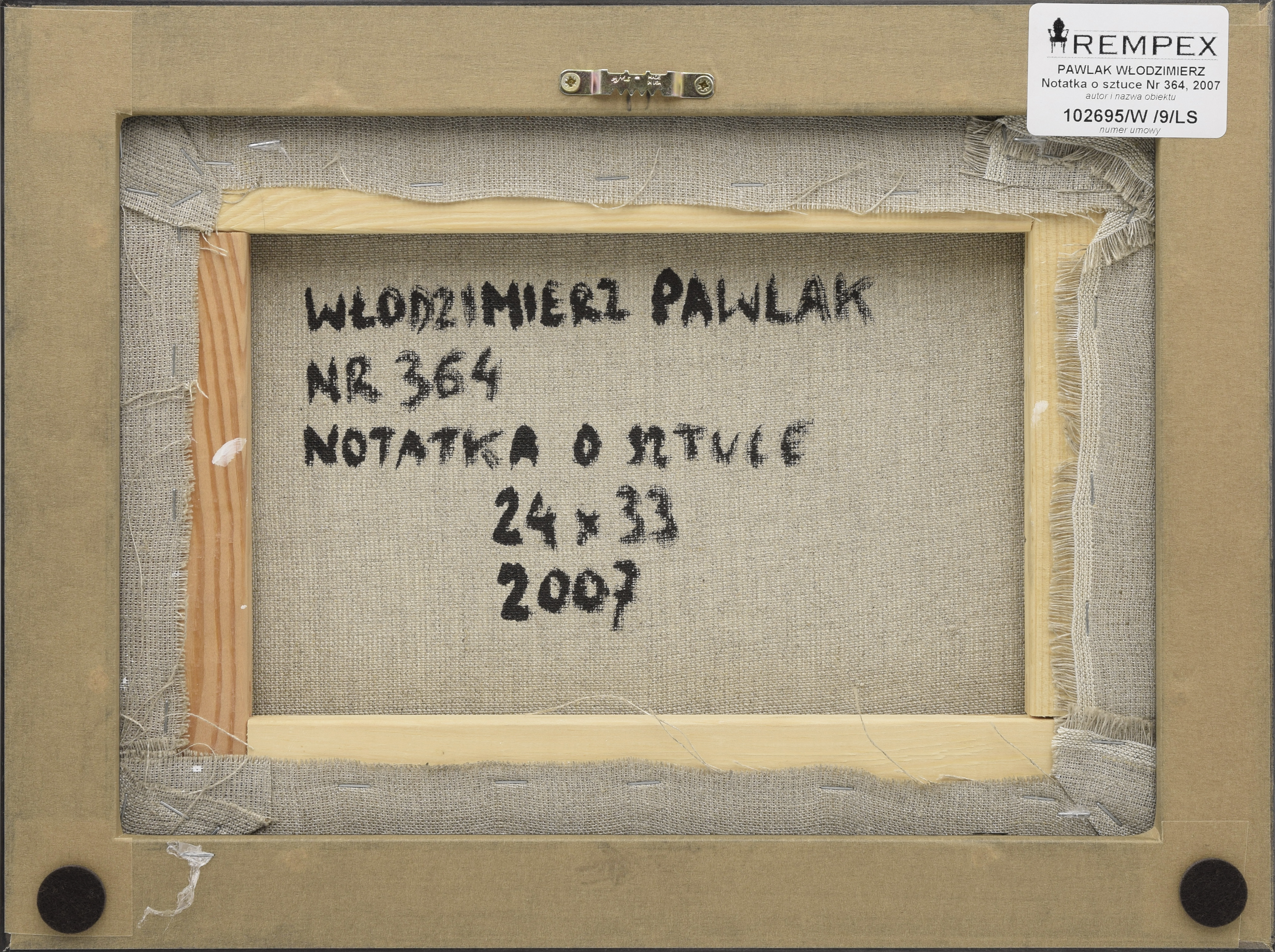 Notatka o sztuce Nr 364, 2007
